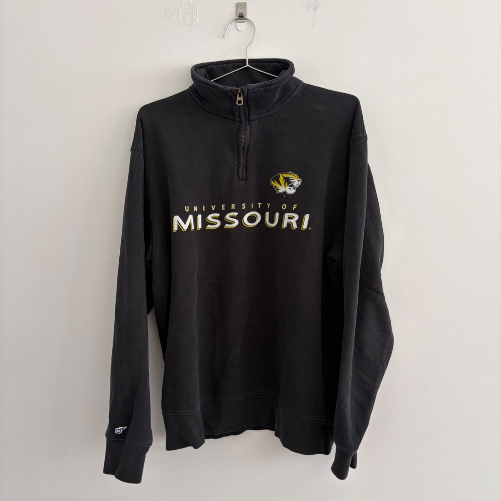 Blue 84 University of Missouri Mizzou Tigers 1/4 Zip Pullover Black Mens Large
